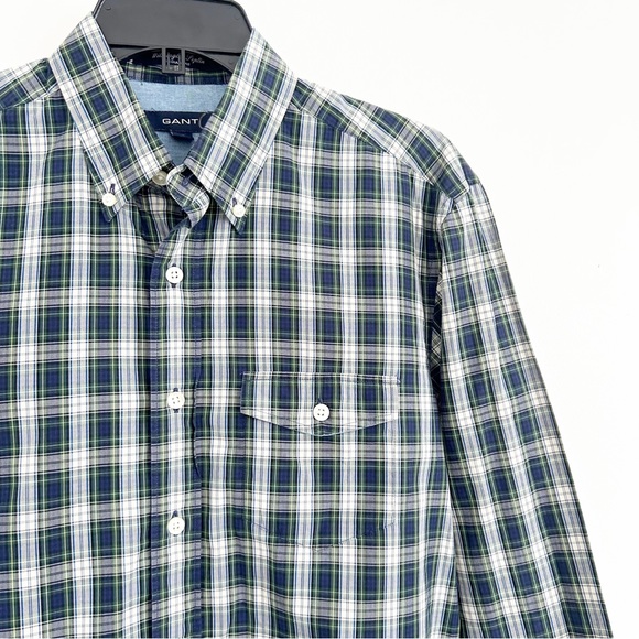 GANT Men's Wilmington Poplin Tartan Plaid Regular Fit Button Down Shirt Medium - Picture 3 of 7